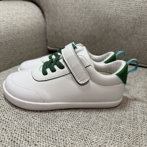 Ten Little Retro White Leather Sneakers Green Accents Size 12 Little Kid